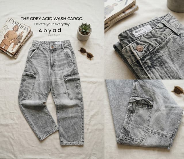 The Grey Acid Wash Cargo Pant